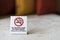 No smoking sign inside the room in the hotel