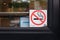 No smoking sign posted at the door