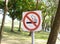 No smoking sign at the public park