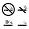 No smoking. Stop smoke, sign. Set of information icons. Prohibited symbol. Hotel service symbol. Glyph style no smoking icon