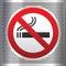 No smoking symbol on a chromium background