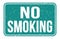 NO SMOKING, words on blue rectangle stamp sign