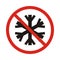 No snowflake. no frozen. Red prohibition sign. Stop symbol