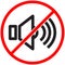 No sound sign, mute microphone button, turn sound off signal