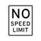 No speed limit road sign in USA