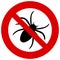 No spider sign. Forbidden bug icon. Prohibited insect clipart. Vector
