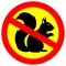 No squirrel allowed warning sign vector graphical illustration