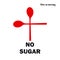 NO SUGAR - frase. red spoons on white background. eps10 vector stock illustration