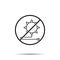 No sun with electric plug icon. Simple thin line, outline vector of sustainable energy ban, prohibition, embargo, interdict,