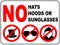 No sunglasses sign on white background.