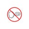 No swearing line icon, prohibition sign, forbidden