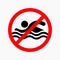 No swimming allowed sign simple flat style illustration