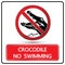 No swimming crocodile sign and symbol vector