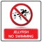 No swimming jellyfish sign and symbol vector