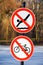 No swimming and no cycling traffic signs