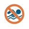 No swimming prohibition sign icon