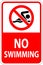 No swimming Sign