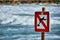 no swimming sign on beach, photo as a background , in saint maries de la mer sea village Camargue, france