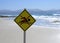 No Swimming sign post at beach in Australia