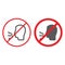 No talking line and glyph icon, prohibited and warning, do not speak sign, vector graphics, a linear pattern on a white