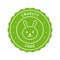 No Tested on Animal Stamp. Cruelty Free Green Label. Natural Cosmetic Makeup Beauty Product Sticker. Rabbit Symbol of