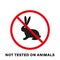 No Tested on Animals, Cruelty Free Silhouette Icon. Bunny and Stop Sign Not Trial Animals Stamp. Stop Torture Symbol