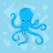 No to plastic. Stop ocean plastic pollution. Cute sad octopus. Recycling plastic. Ecological problem and catastrophe. Say no to