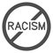 No to racism sign solid icon, Black lives matter concept, Stop racism symbol on white background, No Racism icon in
