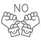 No to shackles symbol thin line icon, Black lives matter concept, No violence against blacks sign on white background