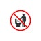 No toilet icon, No littering in toilet sign. Vector illustration, flat design.