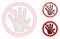 No Touch Palm Vector Mesh 2D Model and Triangle Mosaic Icon