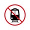 No Train Black Silhouette Ban Icon. Railway Transport Forbidden Pictogram. Railroad Red Stop Circle Symbol. Rail Road