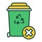 No trash bin color line icon. Container recycle. Isolated vector element. Outline pictogram for web page, mobile app