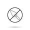 No trowel, maintenance icon. Simple thin line, outline vector of construction tools ban, prohibition, forbiddance icons for ui and