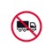 No truck prohibited sign, forbidden modern round sticker, vector illustration.