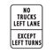 no trucks left lane except left turns. Vector illustration decorative design