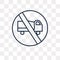 No trucks vector icon isolated on transparent background, linear