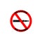 NO VAPING ALLOWED sign. Flat icon in red circle