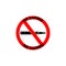 NO VAPING ALLOWED sign. Flat icon in red circle