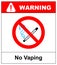 No vaping sign. Do not smoke electronic cigarette symbol. Vector illustration isolated on white. Warning forbidden red icon for pu