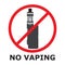 No vaping sign, flat style. Prohibition sign. No smoking area.