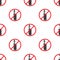 No vaping sign seamless pattern. Vape prohibited. Cartoon flat style.