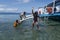 No video games here... Filipino kids having fun jumping of a boat in Leyte, Philippines, Tropical Asia