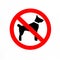 No walking dogs sign on white background