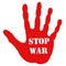 No war baner illustration with handprint in red color