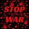 No war baner illustration with red drops and hand prints