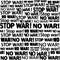 No war lettering newspaper grunge background. Vector image.