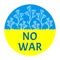 No War. Sticker with decorative flowers. Can be used as a design element for a poster. Vector.