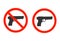 No weapon, no gun, stop symbol icon or no firearm isolated on white background. Vector illustration