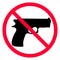 No weapon sign. Sign prohibited gun. Sign forbidden weapons. No guns allowed sign. Weapons banned.